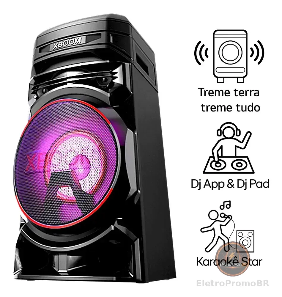 Torre de Som LG XBOOM RNC5 Bluetooth, Som Potente, Função DJ, Iluminação LED e Party Mode