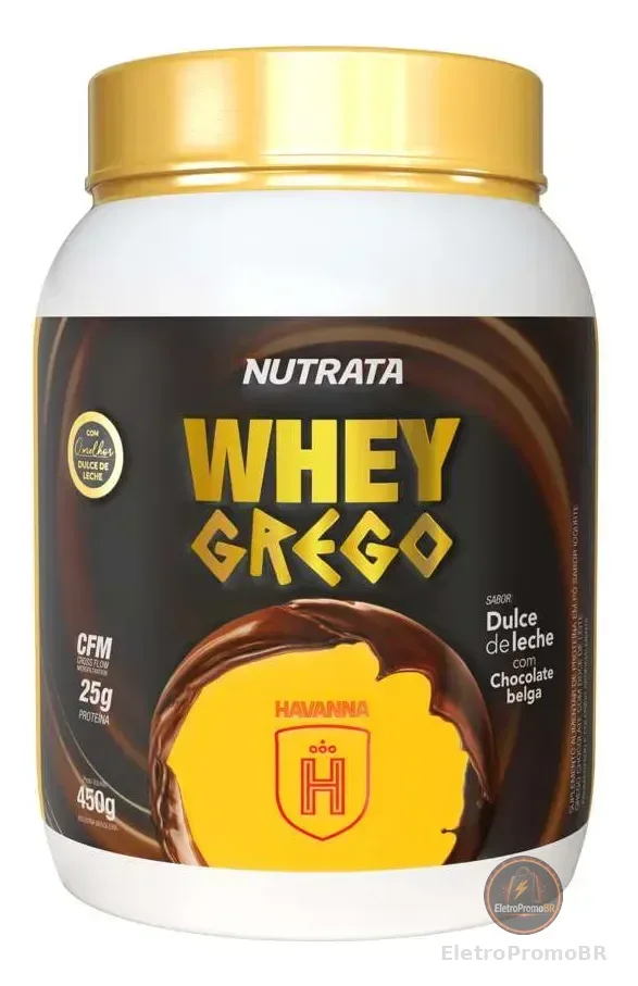 Suplemento Whey Grego Havanna 450 Gramas Nutrata Dulce De Leche Com Chocolate Belga