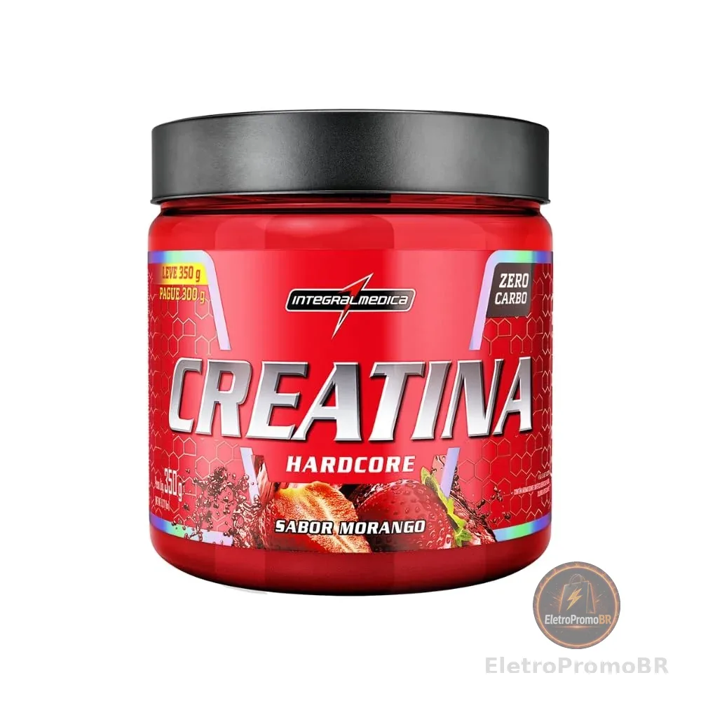 Integralmedica Creatina Hardcore Morango 350g 100% Pura Monohidratada | Auxilia no ganho de força