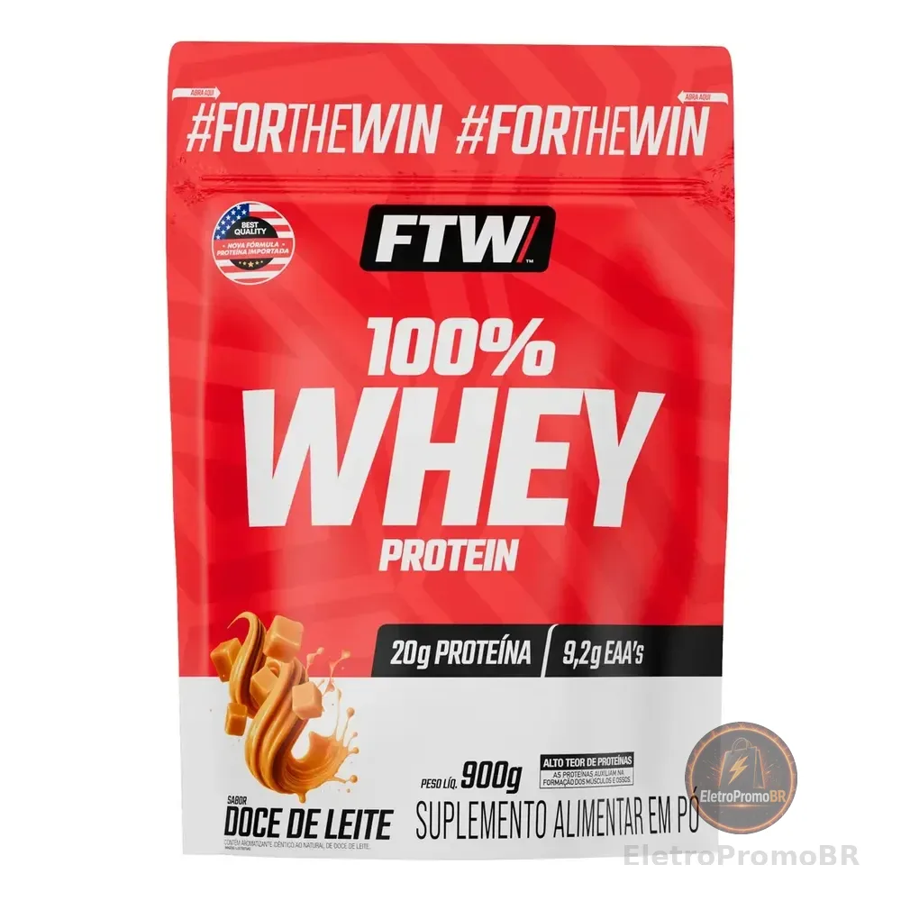Whey Protein 100% Concentrado Refil 900g Sabor Doce De Leite - Ftw