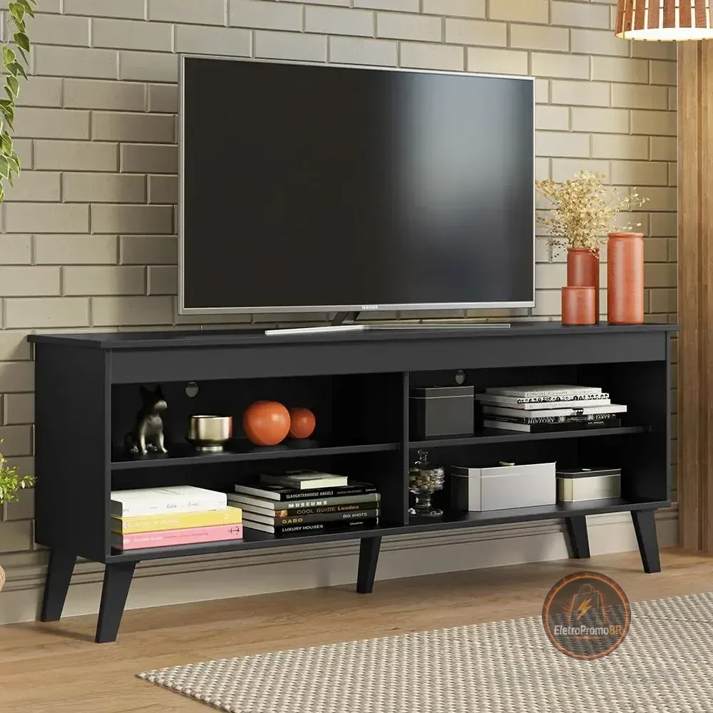 Rack Para Tv Até 65 Polegadas Com Pés Turim Madesa Cor Preto XM6997