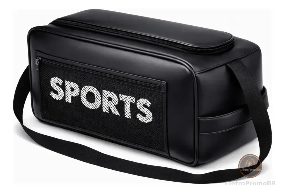 Porta Chuteira Preta Sports Couro Sintético Masculina Preta Preto