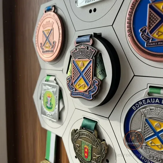 Suporte Porta Medalhas Unissex Mdf - 10 Peças Fixação Imã