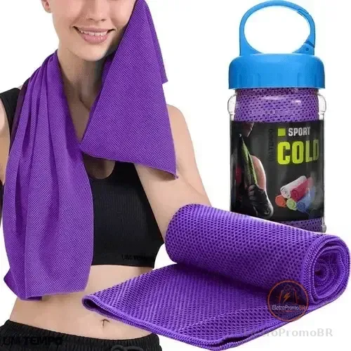 Toalha de Microfibra Roxo MBFit Cold Towel Esportiva Seca Rápido