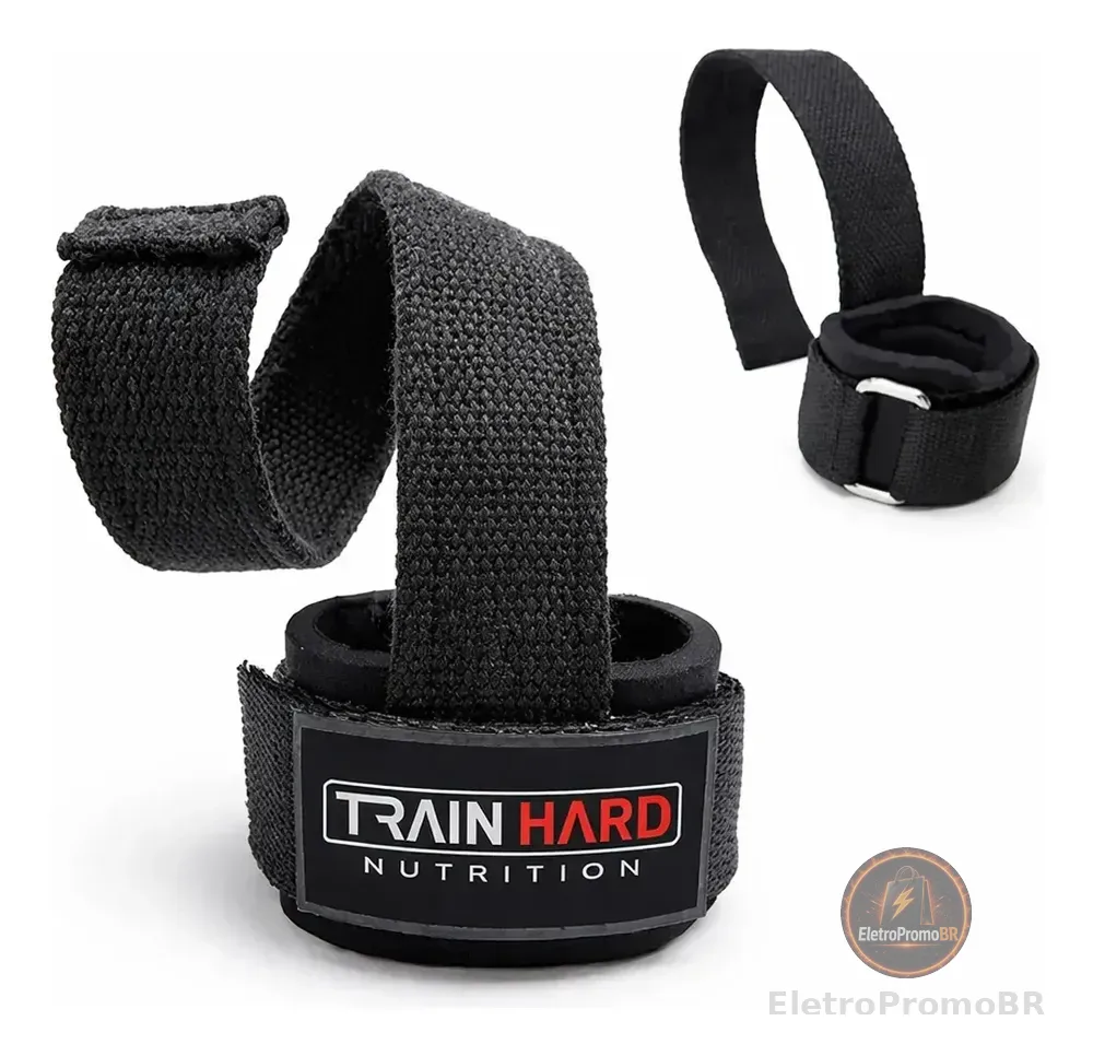 Strap Com Munhequeira Para Musculação E Academia Train Hard Preto