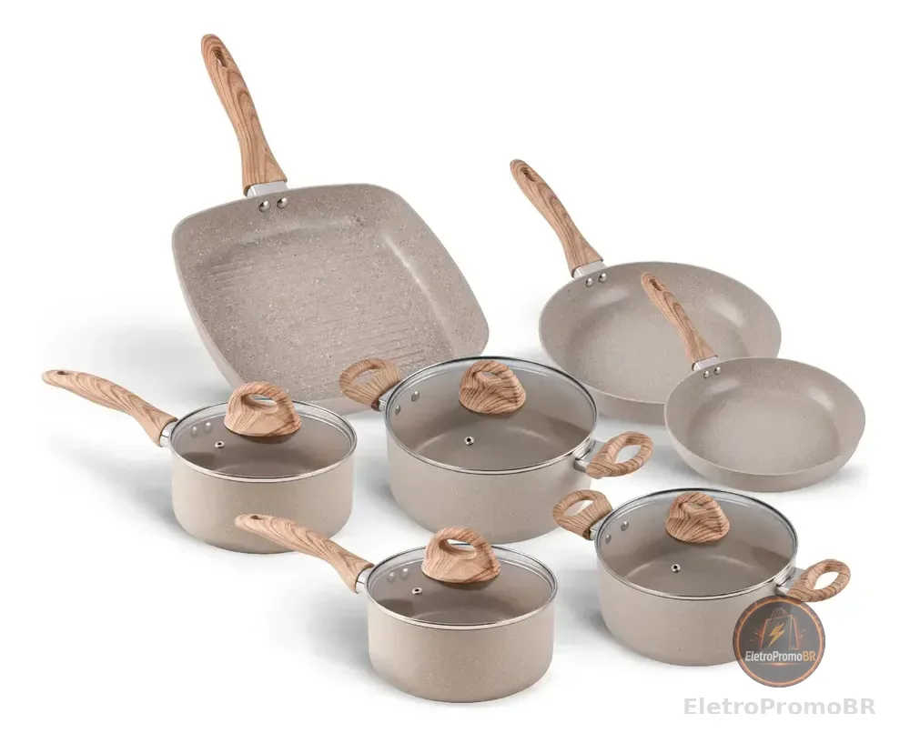 Jogo De Panelas 7 Ceramic Life Smart Plus Areia Brinox Areia