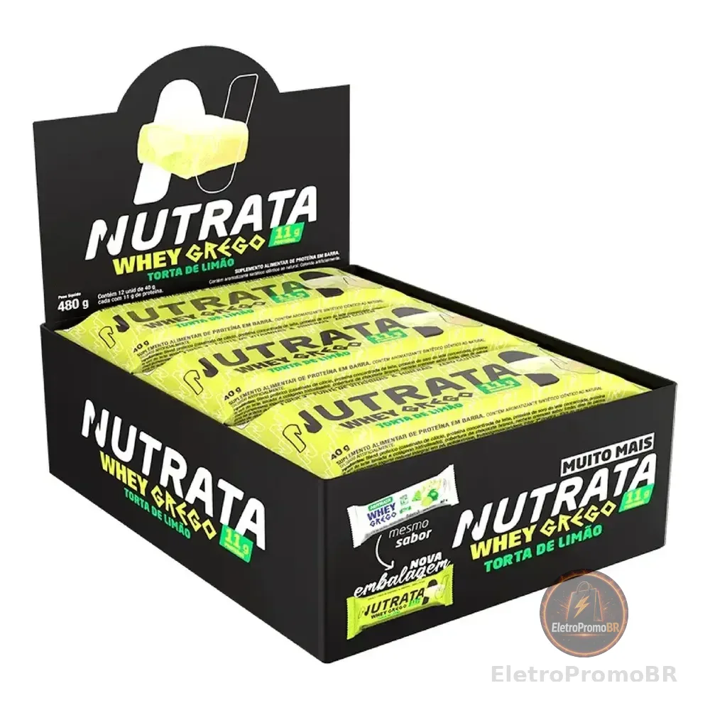 Barra Whey Grego 40g Display Com 12 Unidades Torta De Limão Nutrata