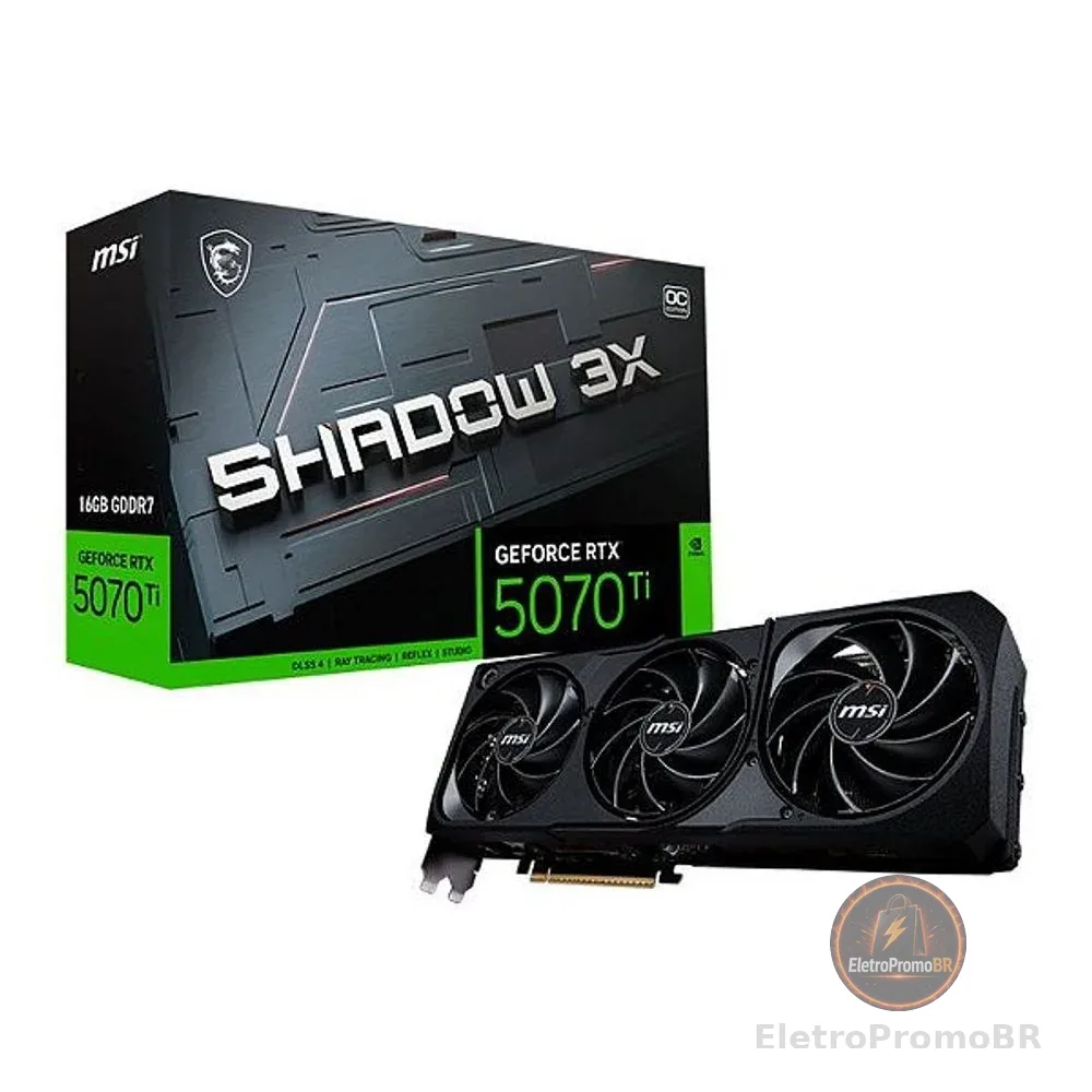 Placa de Vídeo NVIDIA GeForce MSI RTX5070TI 16GB GDDR7 256ITS SHADOW 3X OC 912-V531-097