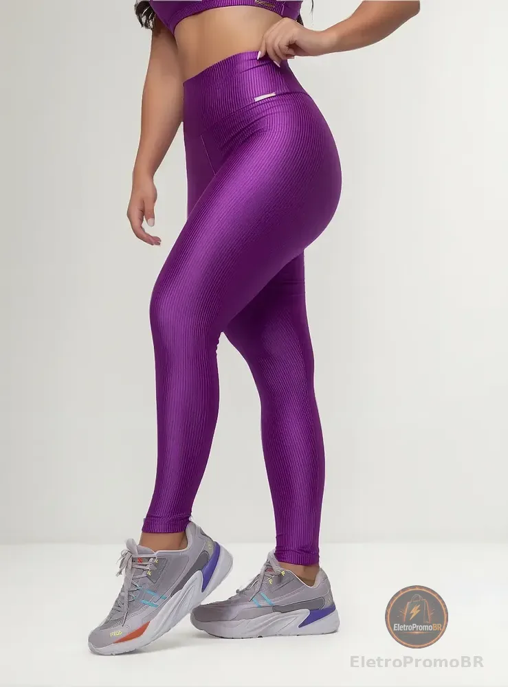 Legging Fitness Malha Trilobal Canelada  Feminina Academia