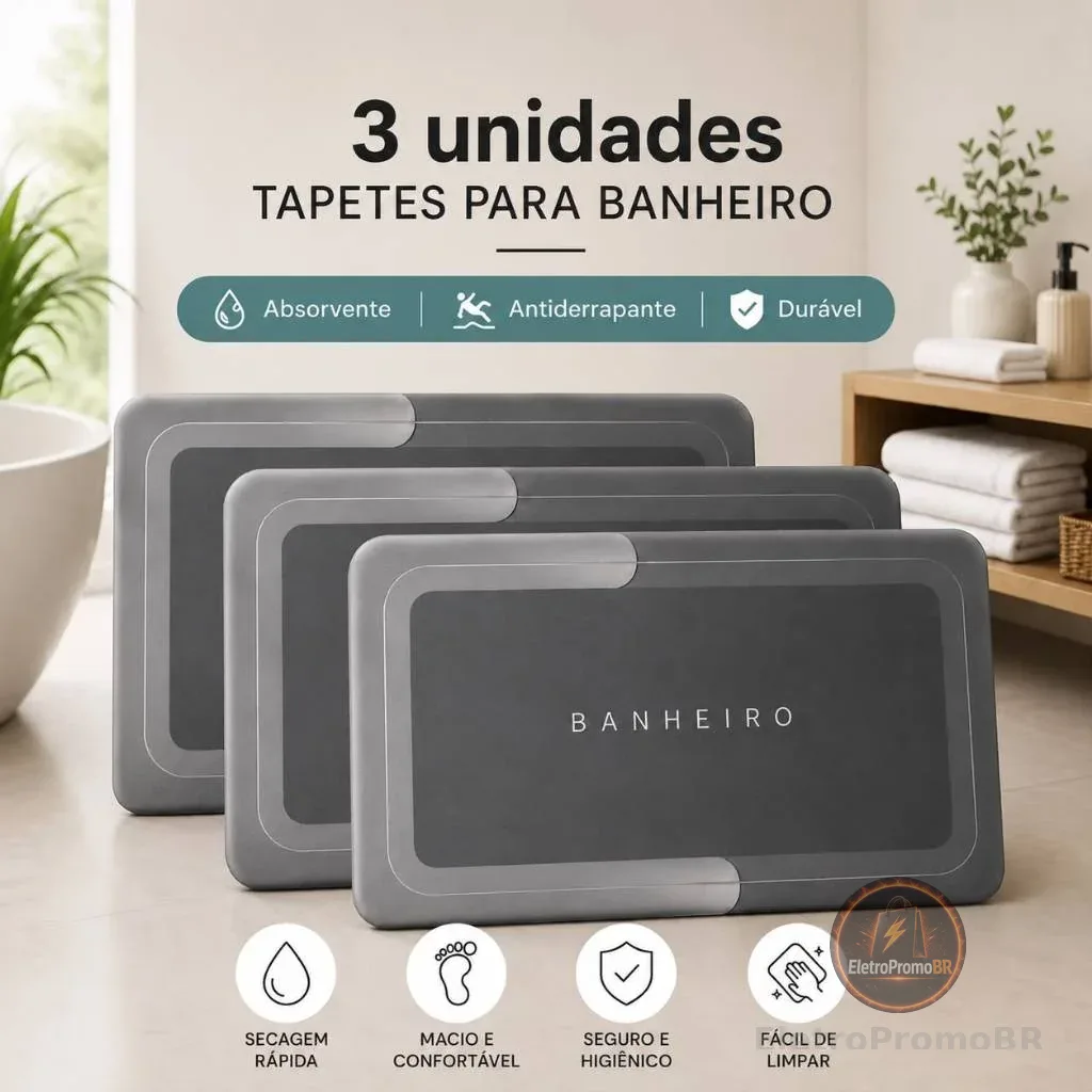 Tapetes para Banheiro Absorvente Antiderrapante Secagem Rápida Macio Durável