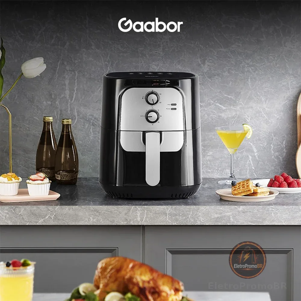 Fritadeira Elétrica Sem Óleo Air Fryer 5.5L Gaabor Jumbo Family 1400w 127V ou 220V Vintage