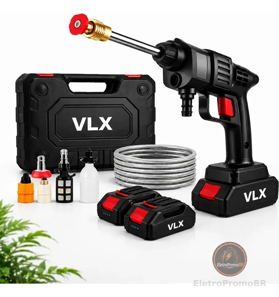 Lavadora Alta Pressão Portátil Recarregável Sem Fio Bivolt Preto 127/220v