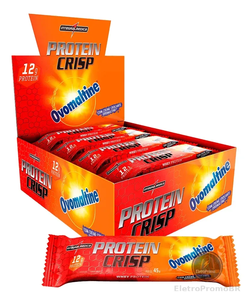 Crisp Bar Barrinha Proteica Cx 12 Unidades Sabor Ovomaltine