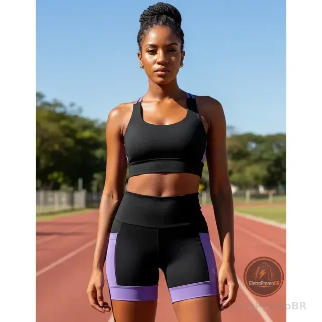 Conjunto Ciclico Shorts E Top Blackout Academia Corrida