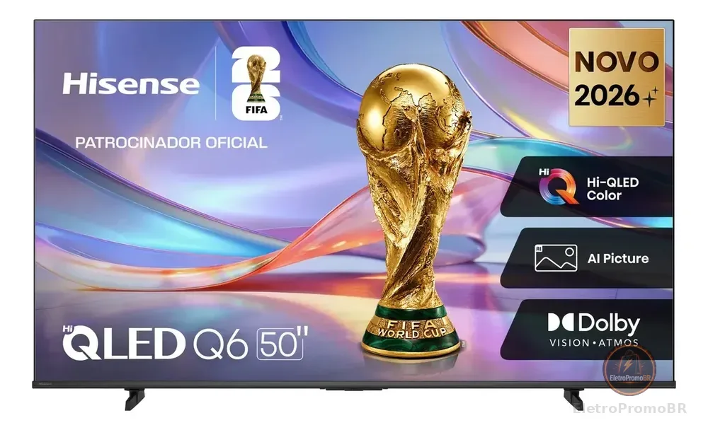 Smart TV Hisense HI-QLED 4K 50" polegadas com Processador AI, Dolby Vision Atmos e Compatibilidade Alexa - 50Q6QVV