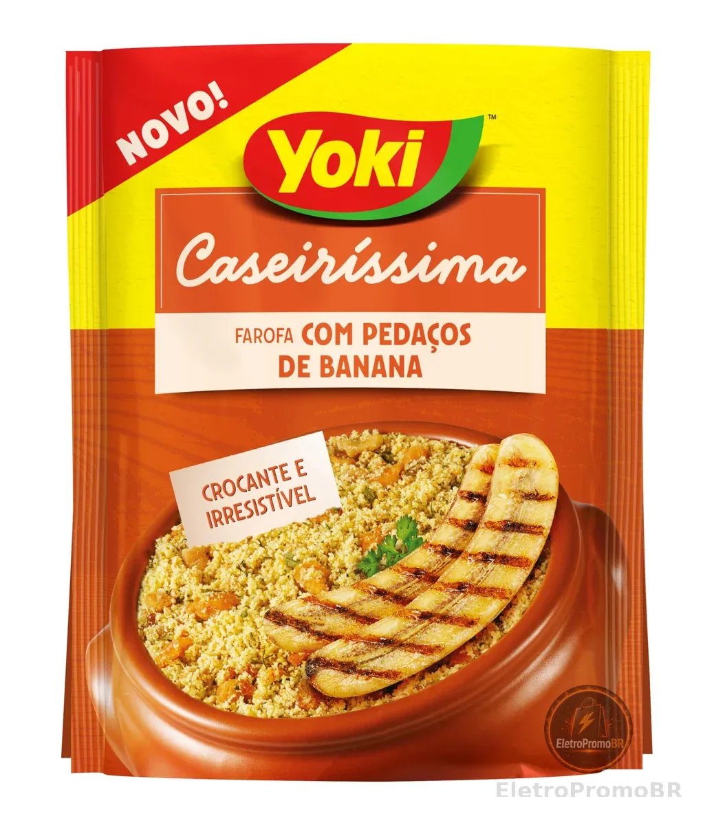 Farofa de Mandioca com Pedaços de Banana Crocante Yoki Caseiríssima Pacote 200g