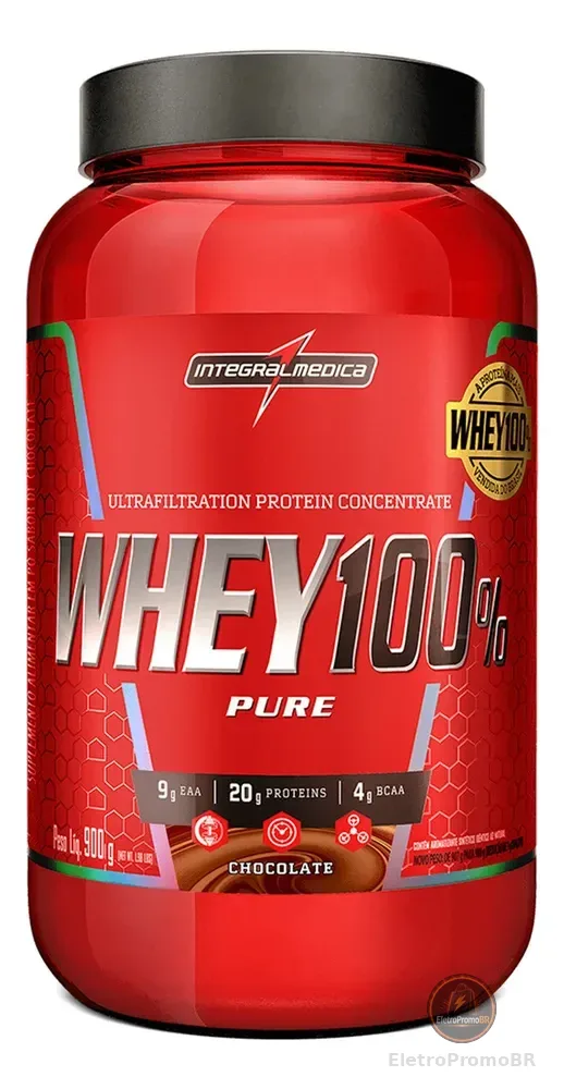 Whey 100% Pure Chocolate 900g Pote - Nutrição Completa para Recuperação e Crescimento Muscular