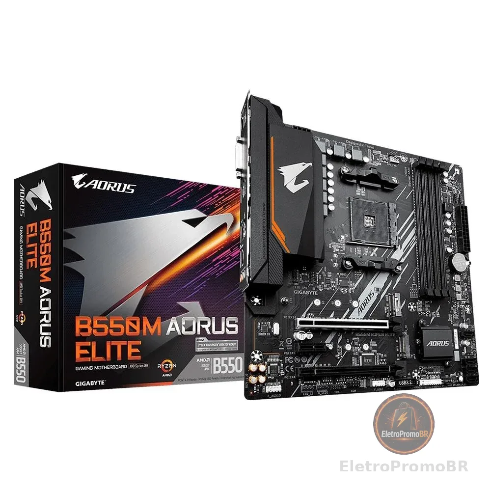 Placa Mãe AORUS ELITE AMD AM4 Gigabyte B550M DDR4 Gamer