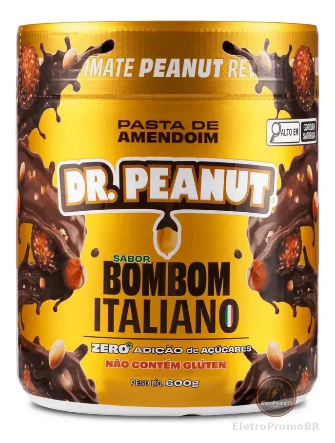 Pasta de Amendoim Dr. Peanut Gourmet com Whey Protein Sabor Bombom Italiano 600g