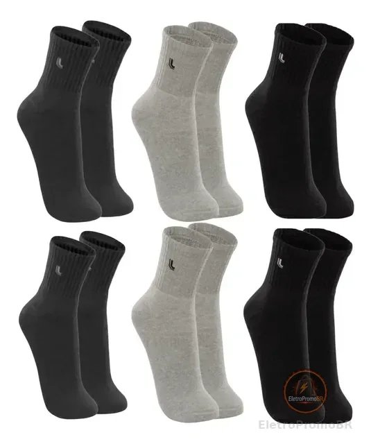 6 Pares Meias Lupo Sport Cano Médio Alto Academia Original