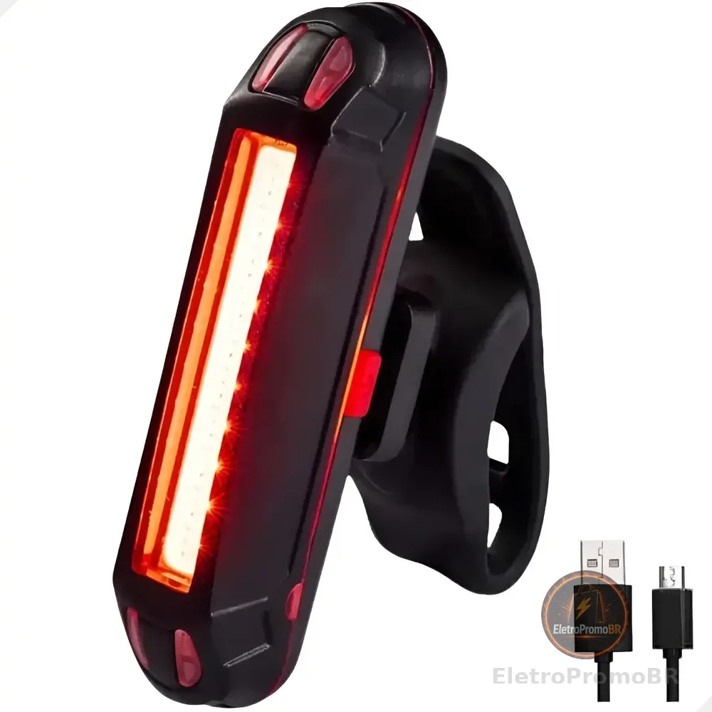 Lanterna Traseira Led Recarregável Usb Bicolor Lumen Bike Preto