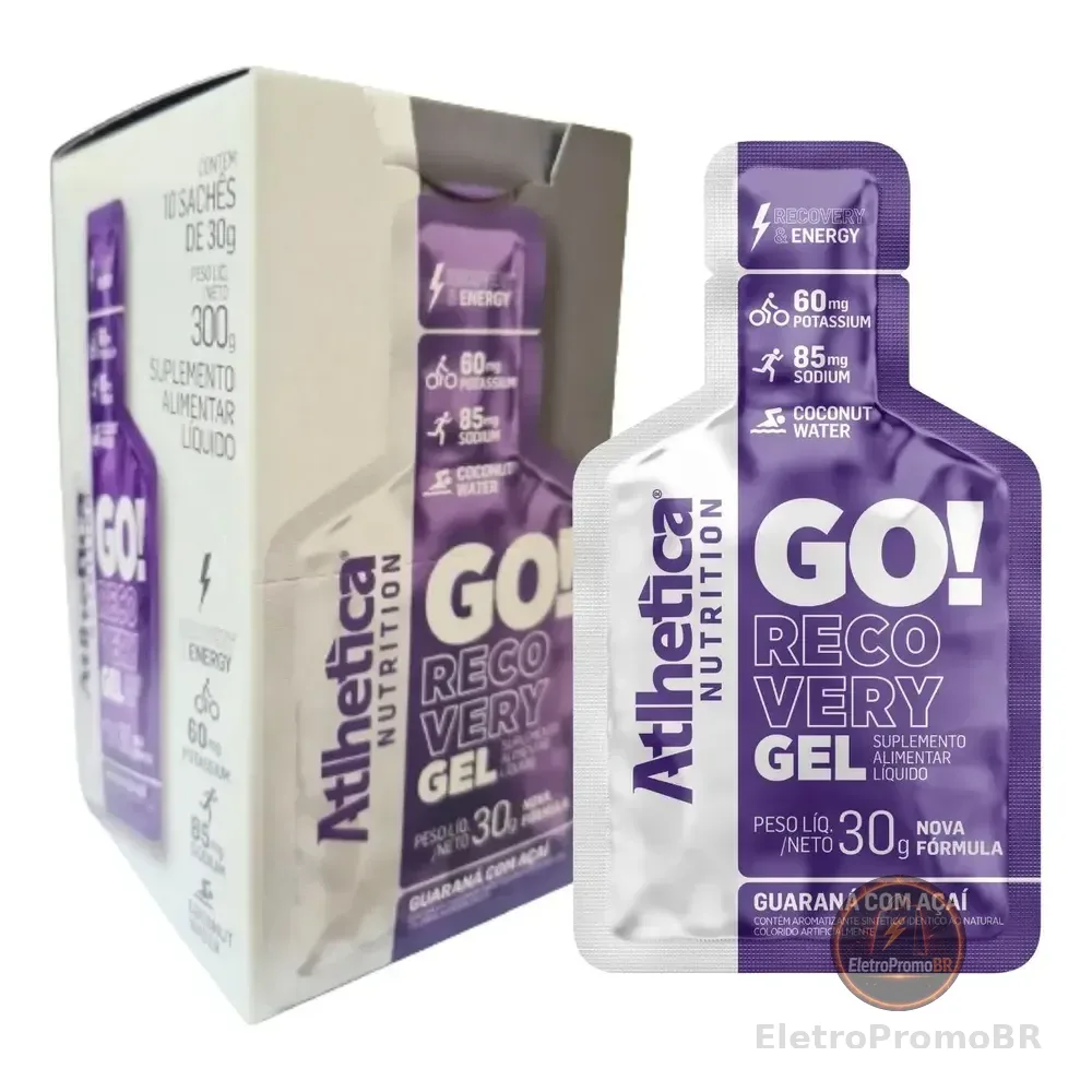 Carboidrato Gel Atlhetica Ciclismo Go Recovery Gel (10x30g) Guaraná Com Açaí