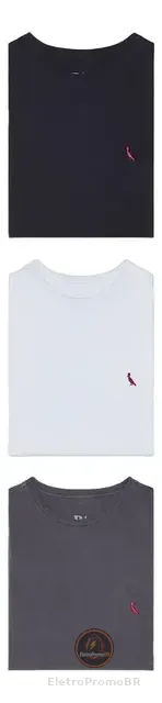 Kit 3 Camisetas Básicas Brasa Pica Pau Bordado Reserva