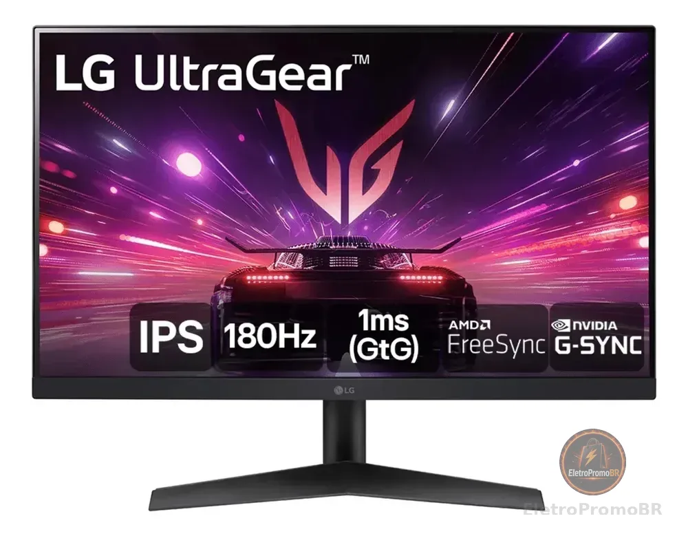 Monitor Gamer LG UltraGear 24” 24GS60F-B IPS Full HD 180Hz 1ms (GtG) NVIDIA® G-SYNC® AMD FreeSync™ HDR10 sRGB 99% HDMI DisplayPort