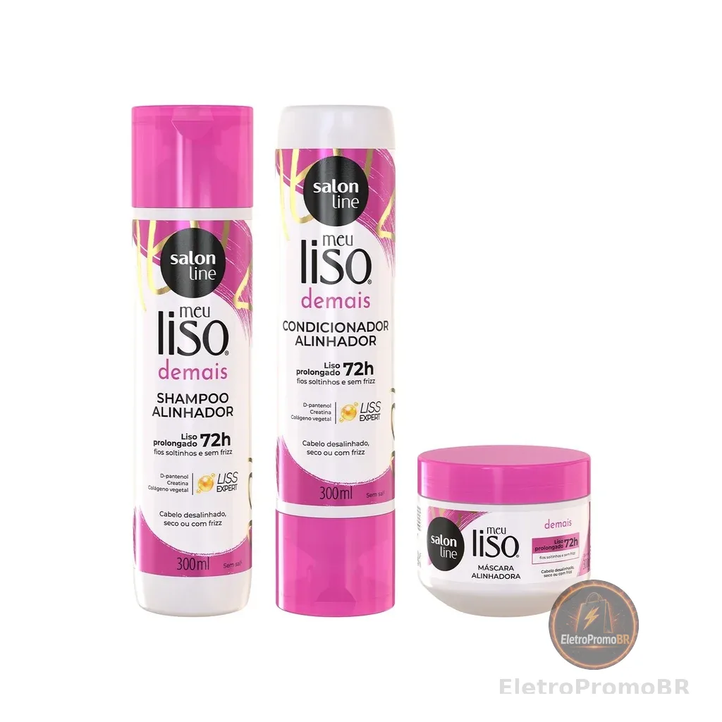 Kit Meu Liso Demais Shampoo + Condicionador + Máscara Salon Line