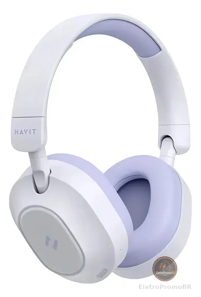 Headphone Gamer Havit H668bt Bluetooth 5.4 Over-ear 3d Multiponto Anc Hibrido 80h Cor Roxa