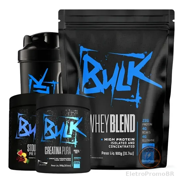 Kit Whey Protein Isolado + Creatina + Pré Treino + Shaker