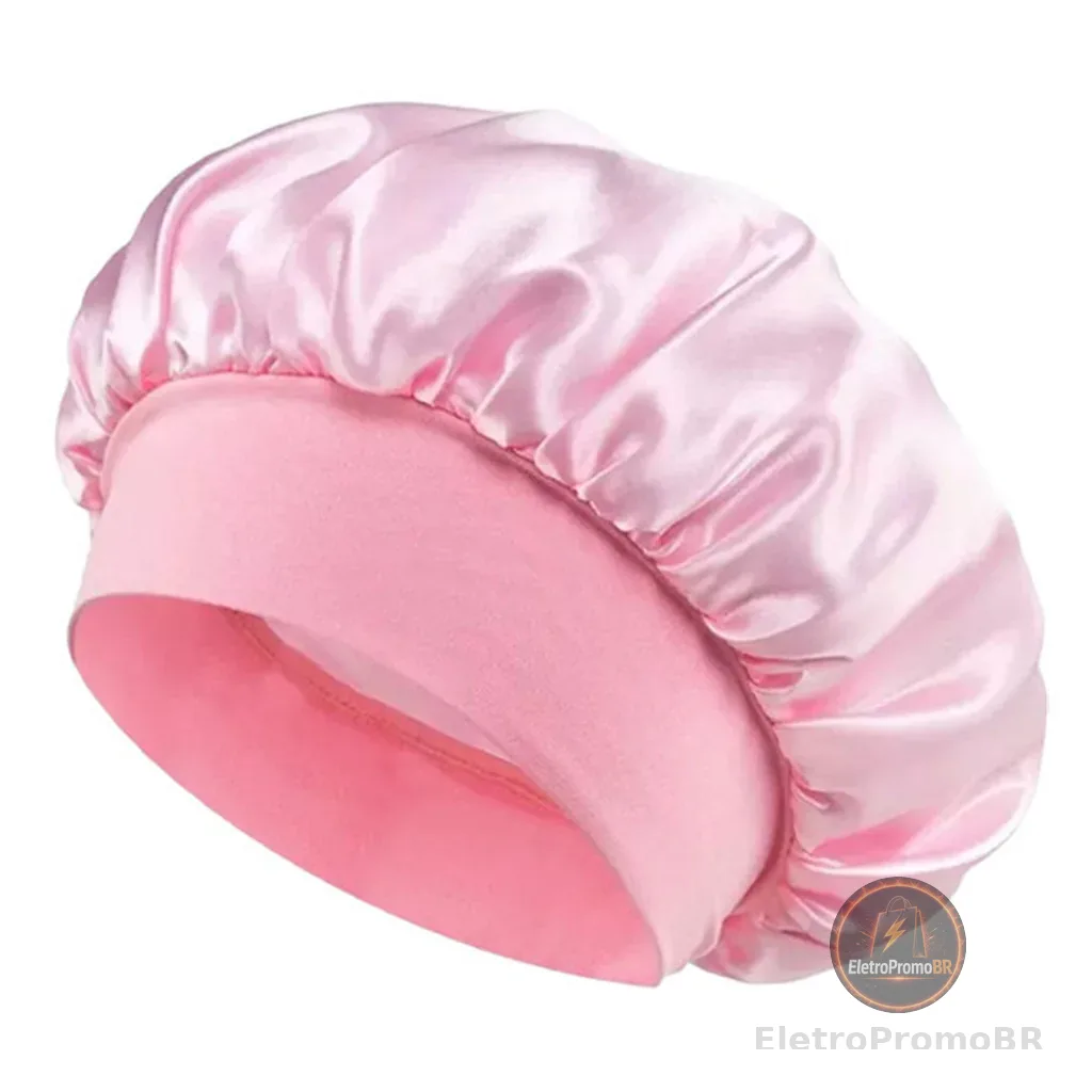 Touca de cetim com Faixa Cor Rosa– Touca de Dormir Antifrizz  | Fabricante