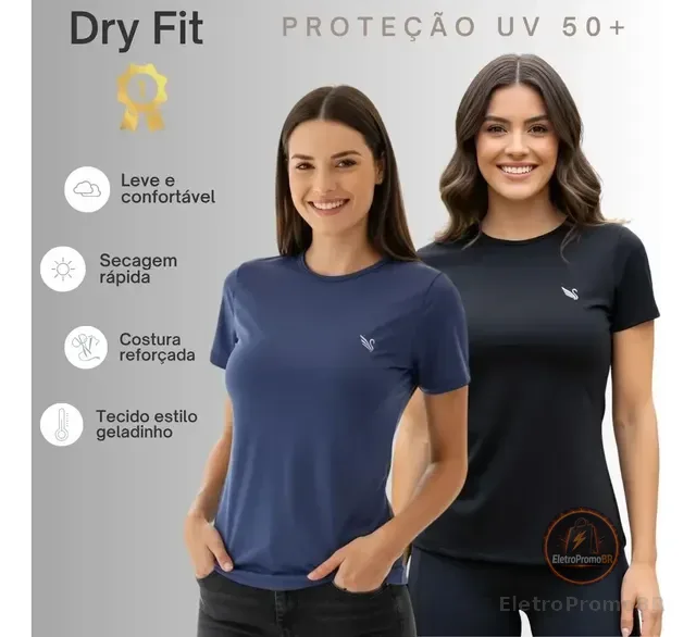 Kit 2 Camiseta Dri Feminina Blusas Academia Dry Fit Treino