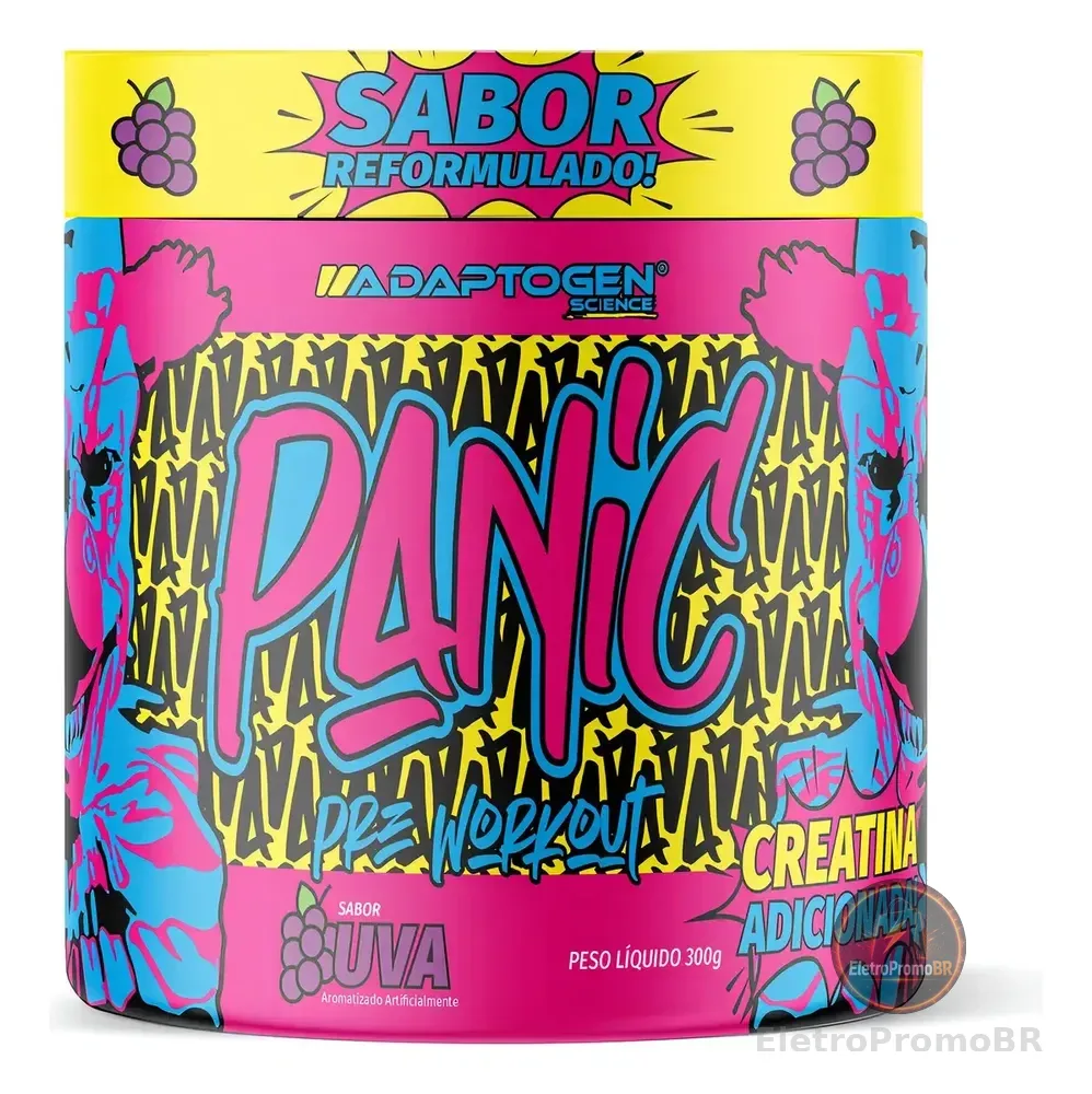 Suplemento Em Pó Adaptogen Science Panic Pré Treino com creatina Pote 300g Sabor Uva
