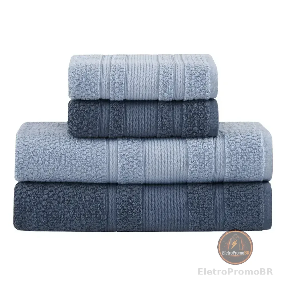 Jogo De Toalhas Buddemeyer Bella Extra Soft Banho 4 Peças Azul Claro/azul Marinho
