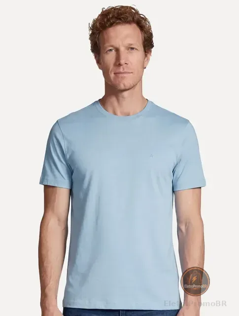 Camiseta Aramis Masculina Basic Lisa Azul Pastel