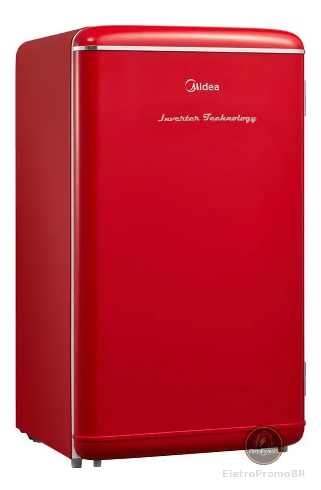 Frigobar Retrô Vermelho 93l Inverter Bivolt Midea Vermelho