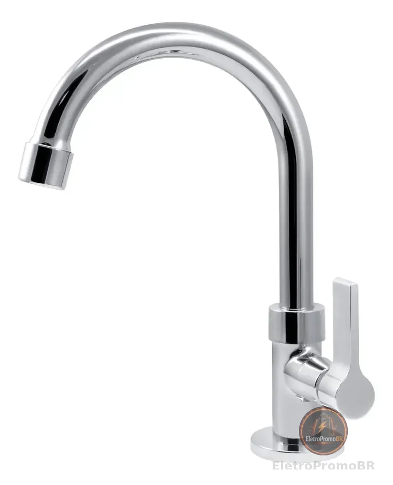 Torneira Lavatorio Lavabo Banheiro Luxo Bica Alta Cromada 1/4 De Volta Balencia