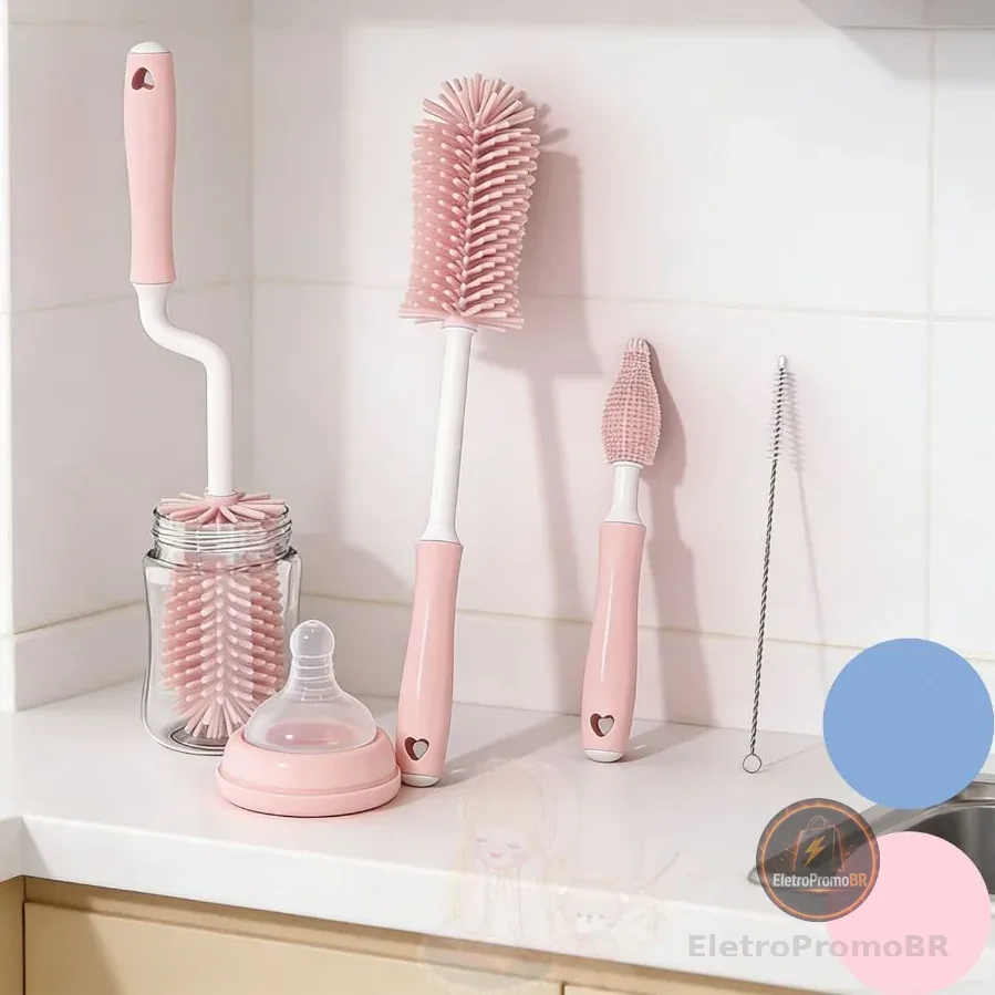 kit4un Escova de lava mamadeira para bebê Escova de silicone