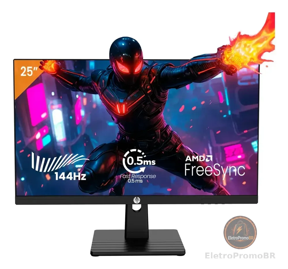 Monitor Gamer Haiz 25'' Ips Fhd 144hz 0.5ms Hdmi Dp Vesa Preto