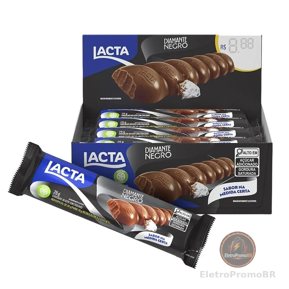Chocolate Lacta Diamante Negro Caixa Com 12 Unidades De 28g