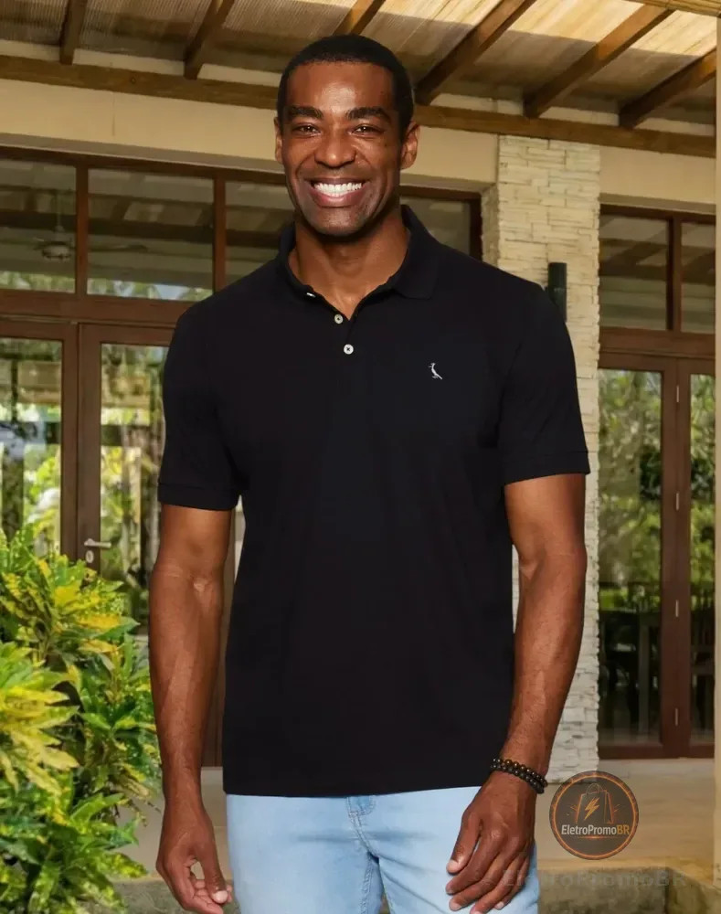 Camisa Polo Reserva Essence Básica Preto Liso Gg