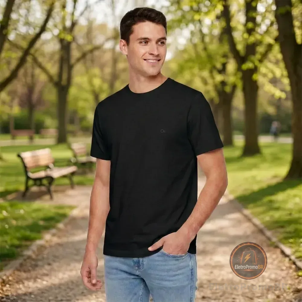 Camiseta Ogochi Básica Lisa Masculina Algodão Promoção Preto G