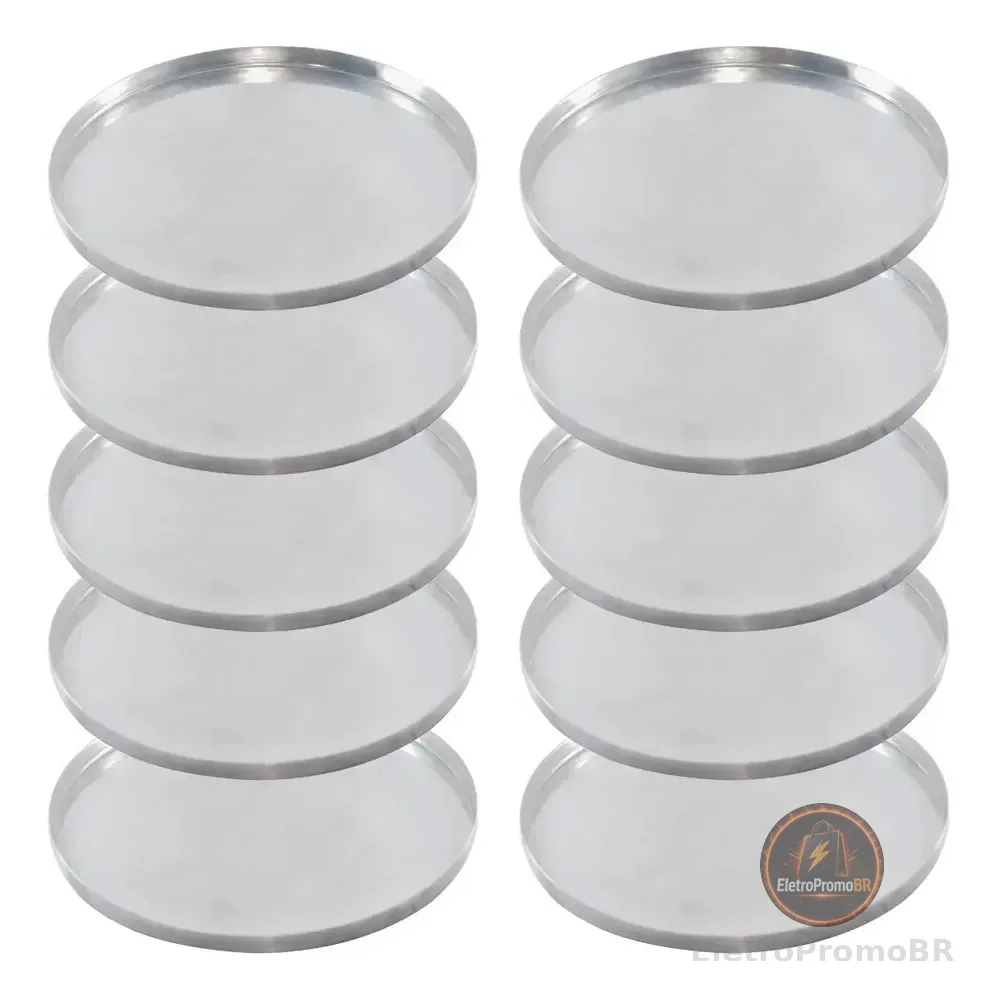 Mini Forma De Pizza 10 Cm Jogo 10 Peças Aluminio Resistente Prateado