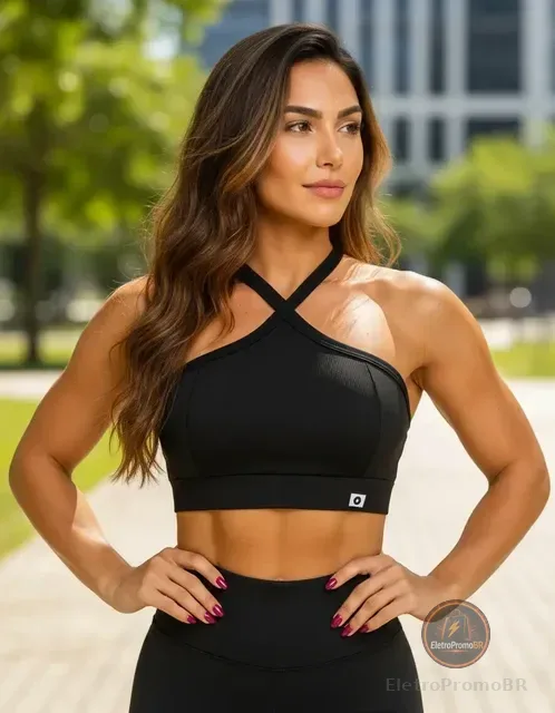 Top Cropped Feminino Alça Cruzada Zero Transparência Suplex