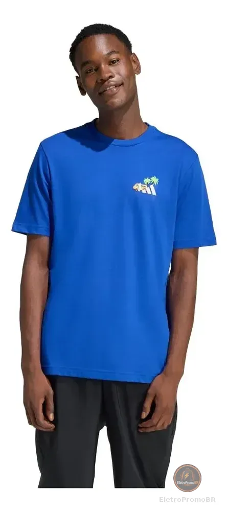 Camiseta Bordado Pequeno Estampa Surf adidas Azul G