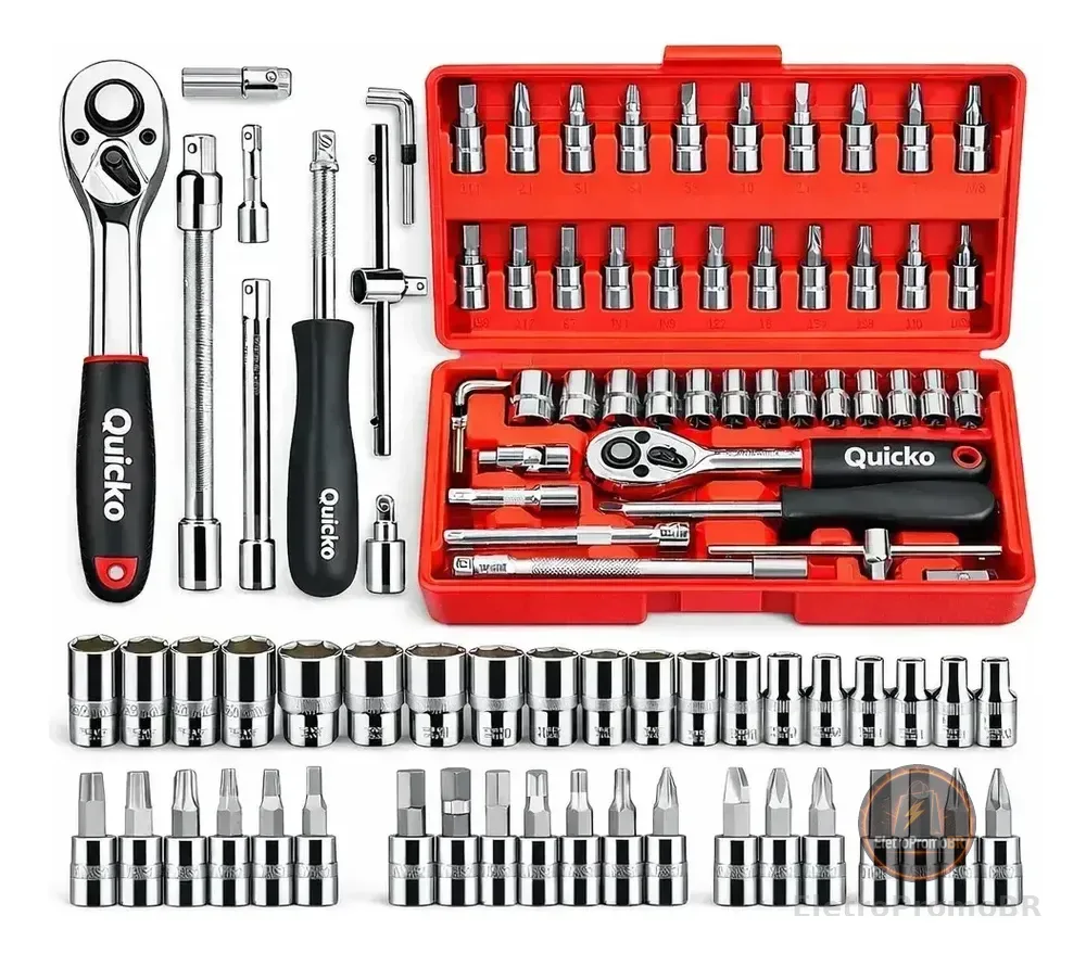 Kit Ferramentas 46 Peças Com Soquetes e Chaves Para Carro e Casa