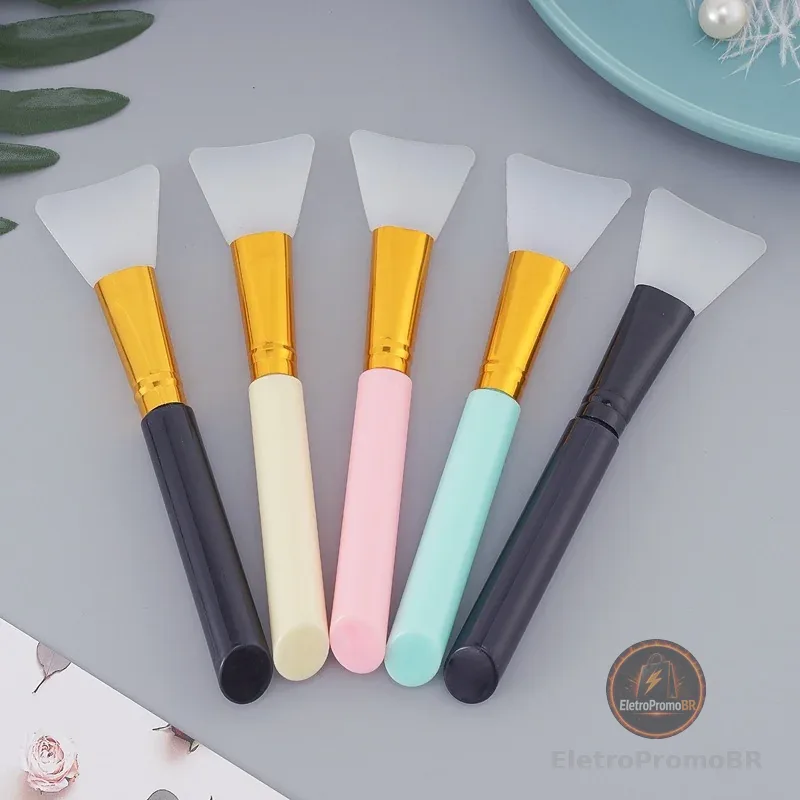 Kit 3 Espatula Silicone Pincel Acessorio Aplicar Skin Care Mascara Facial