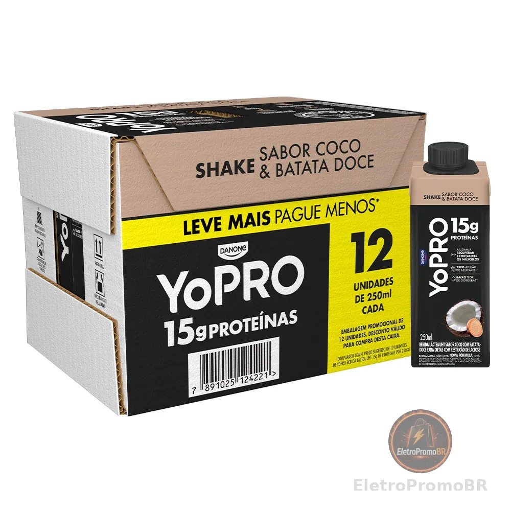YoPRO Coco com Batata-Doce 15g de proteínas 250ml - 12 unid.