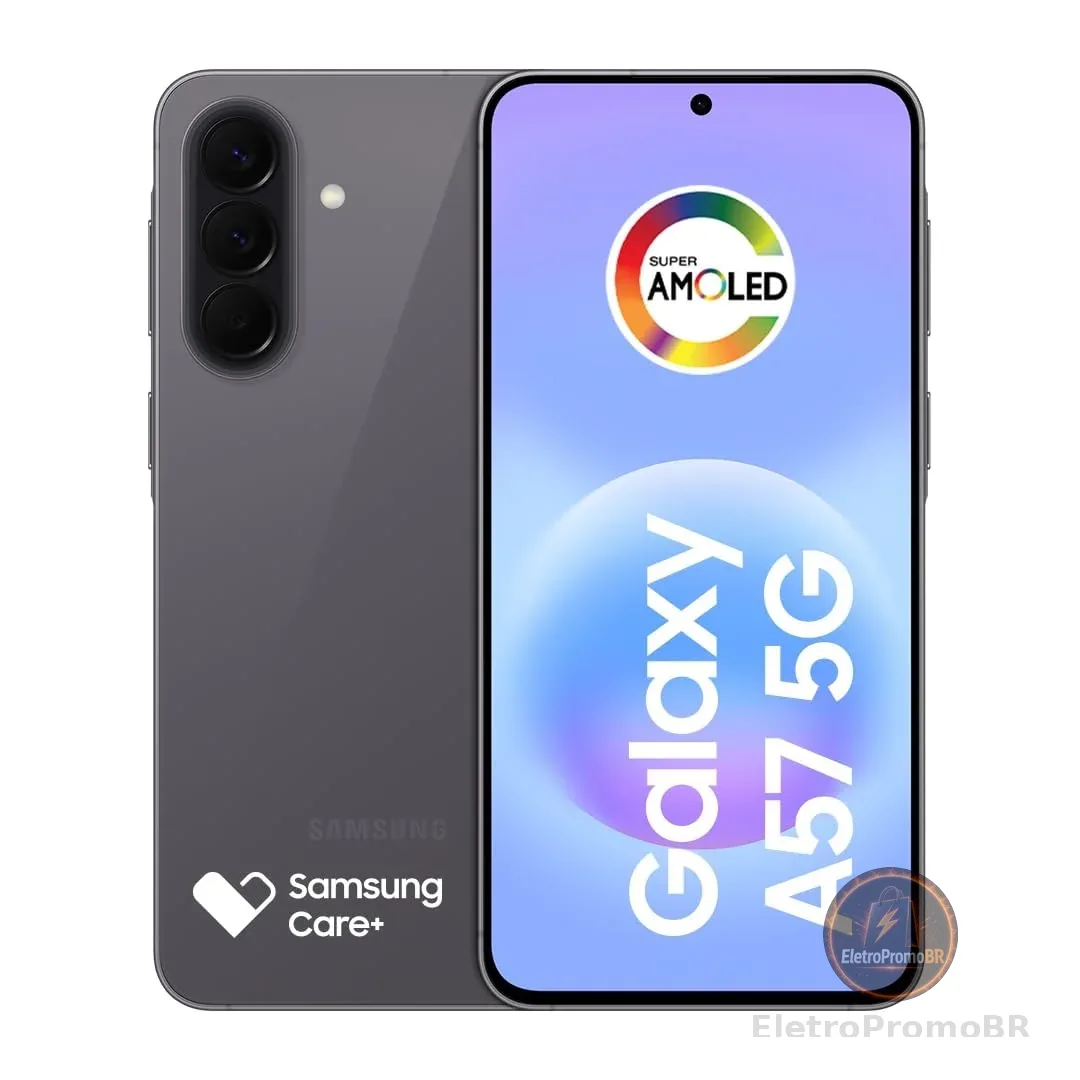 Celular Samsung Galaxy A57 5G 256GB, 8GB RAM, Câmera Tripla de até 50MP OIS, Selfie de 12MP Video HDR, IP68, Tela Super AMOLED 6.7", NFC, Recursos AI, Até 6 Atualizações de Android e Segurança (Cinza) | Câmera Tripla até 50MP OIS, Selfie 12MP Video HDR, IP68, Tela Super AMOLED 6.7", NFC